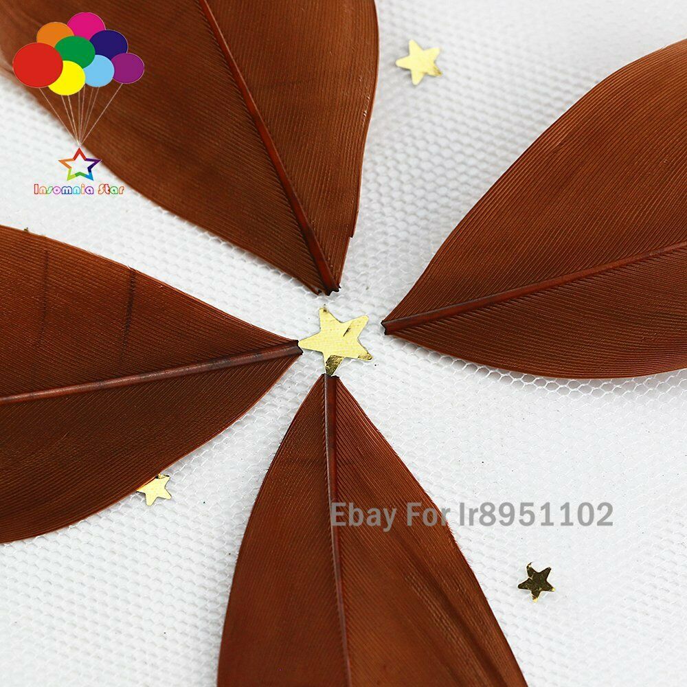 100PCS Coffee Goose Feathers loose round head Handmade Dyed Feather for Charm