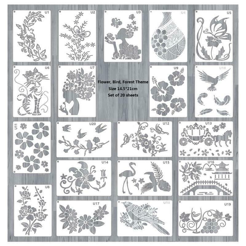 DIY Art Supplies Stencil Bird Flower Suitable for Multiple Scenes Template