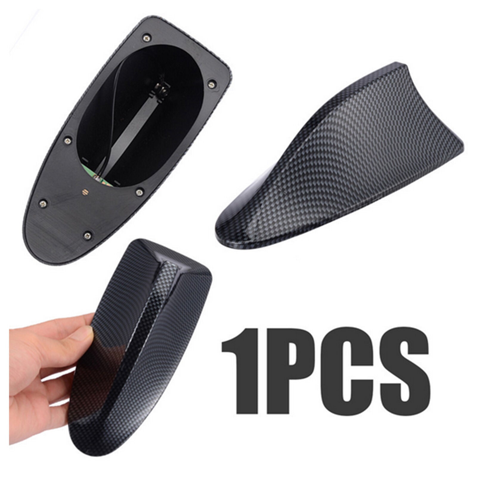 1x Carbon Fiber Car Roof FM AM Radio Functional Shark Fin Antenna Aerial Cover