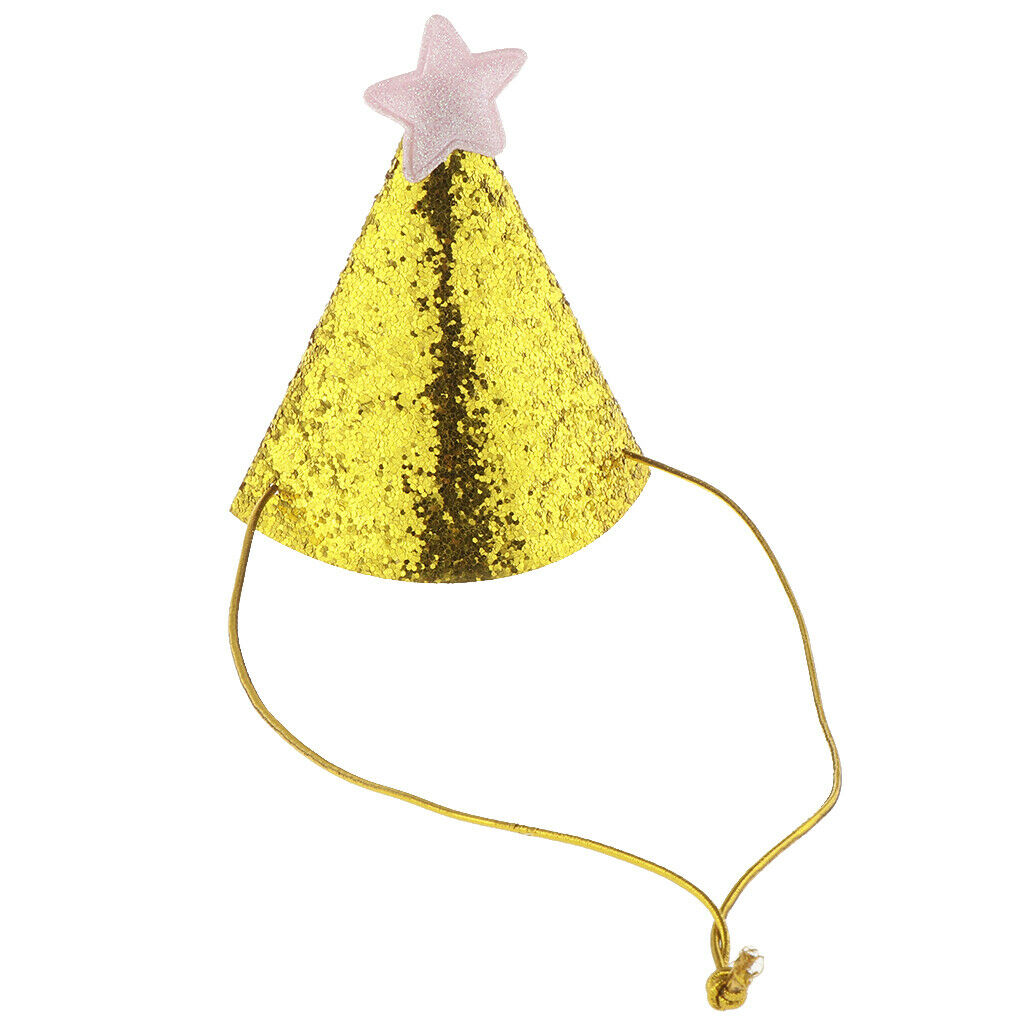 6pcs Mini Glitter Birthday Cone Hat Headband Baby Birthday Costume Pink