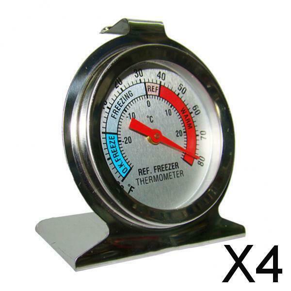 4X Kitchen Craft Stainless Steel Refrigerator & Freezer Dial Thermometer