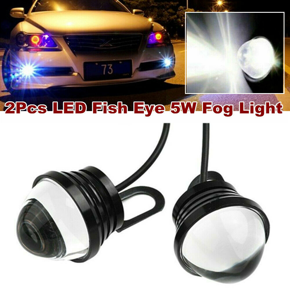 2Pcs LED Fish Eye 5W Car SUV Driving Fog Light Daytime Running DRL Bulb Lamp Kit