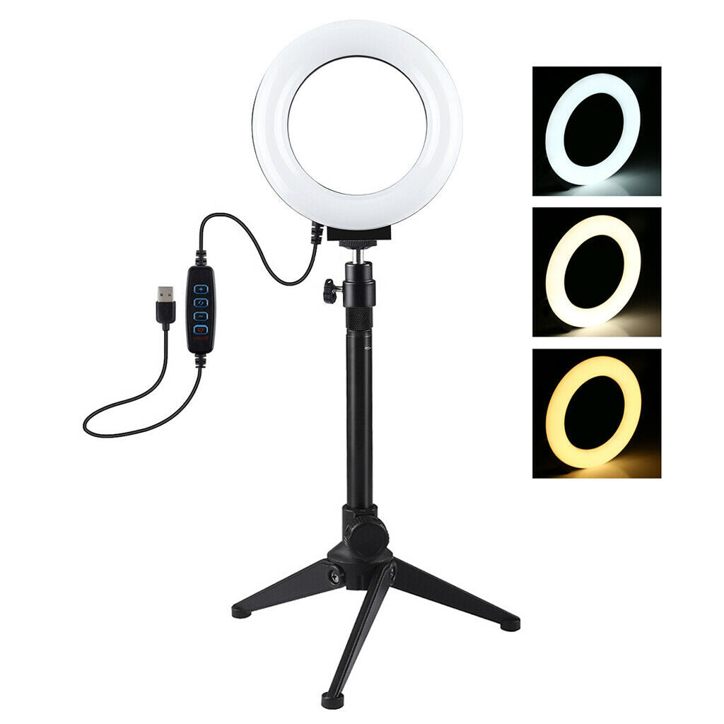 Dimmable LED Ring Light Lamp Selfie Camera Phone Studio Tripod Stand Photo Video