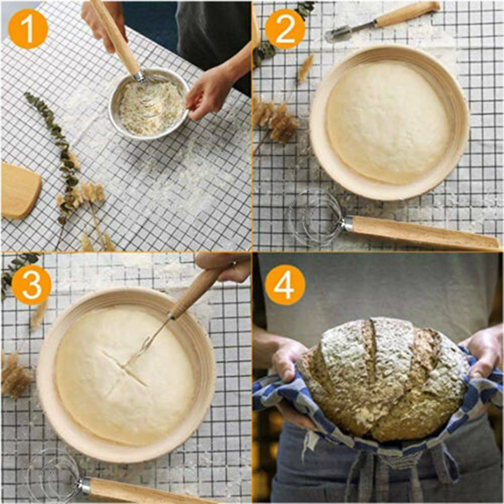 22cm Stainless Steel Danish Dough Whisk with Wood Handle Kitchen Baking Tools *1