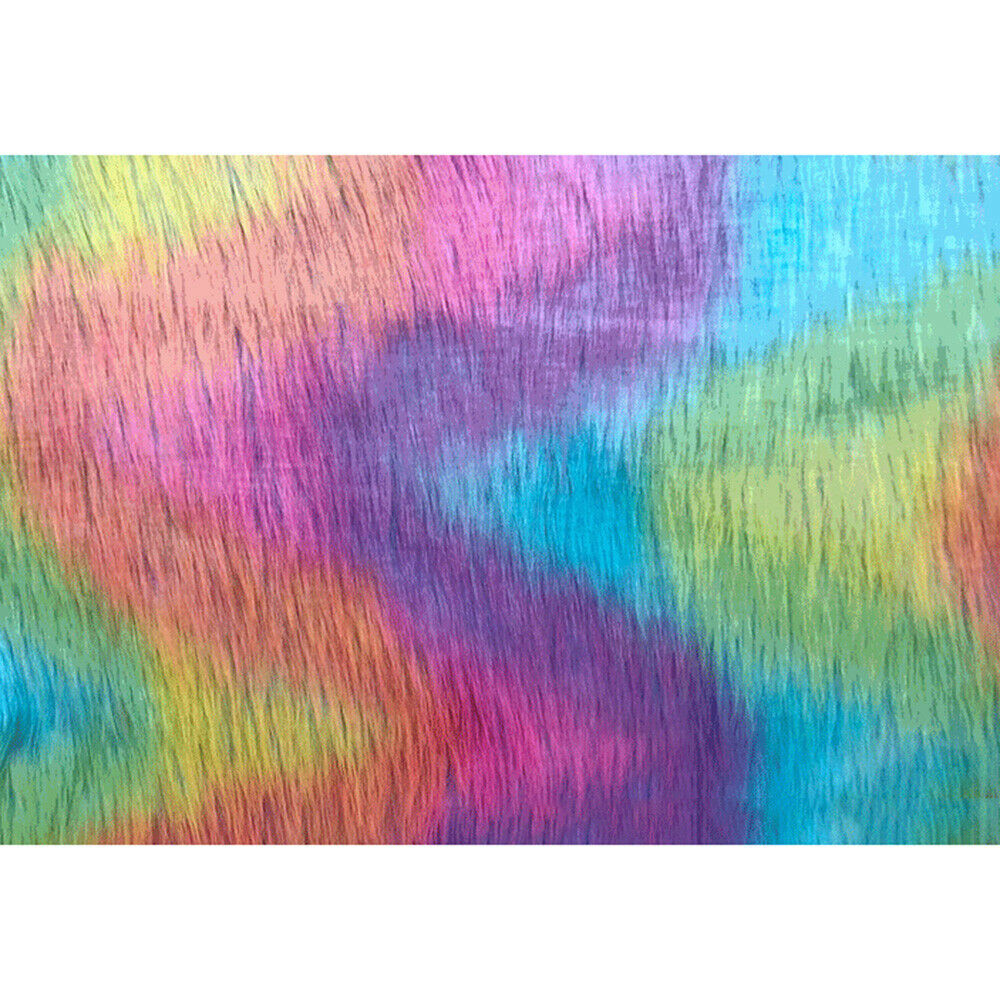 A4 Faux Fox Fur Fabric Rainbow Plush Patchwork Clothing Sewing Carpet Sofa DIY