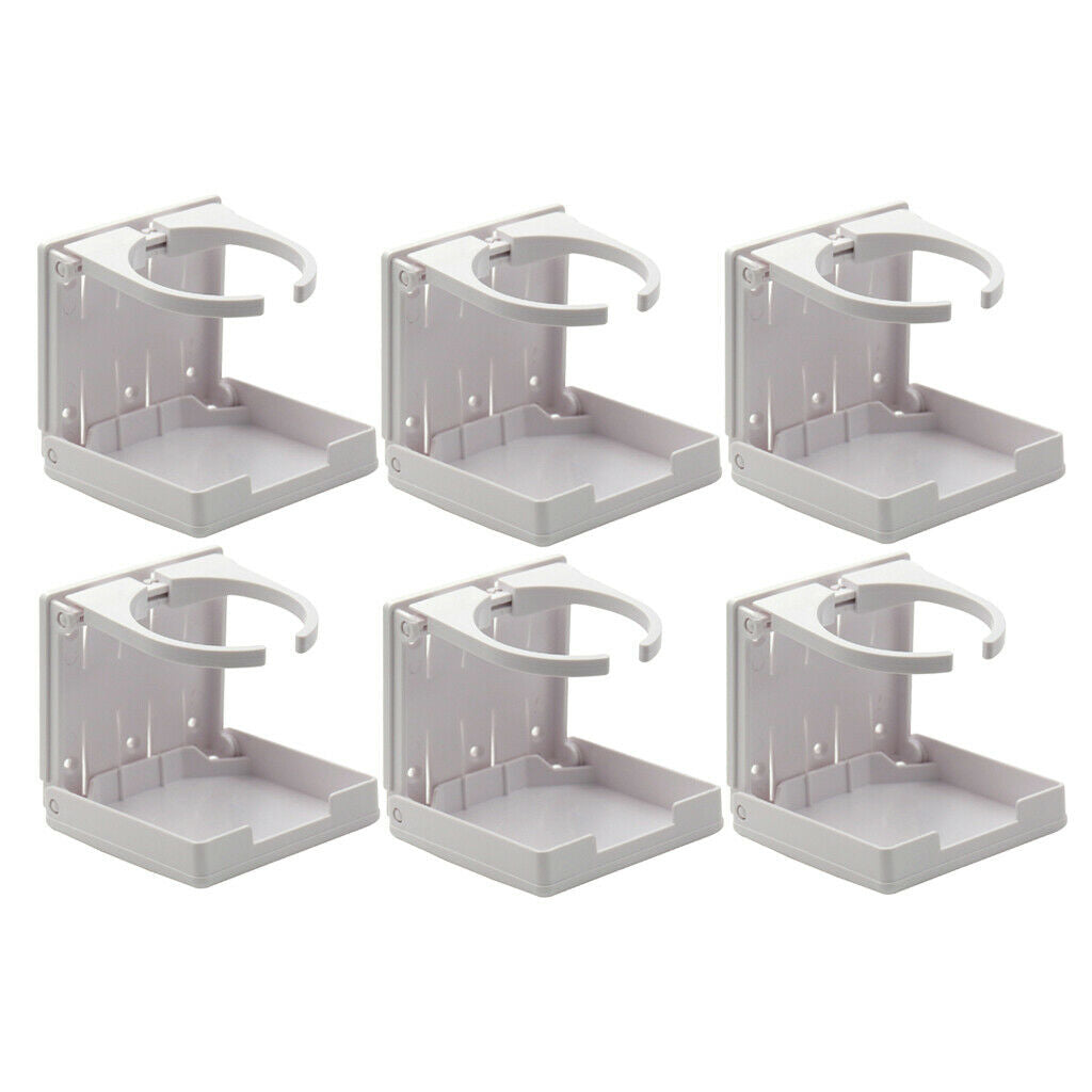 6x Plastic Drink Holder Folding for Cars Boats RV Yacht Accessories White