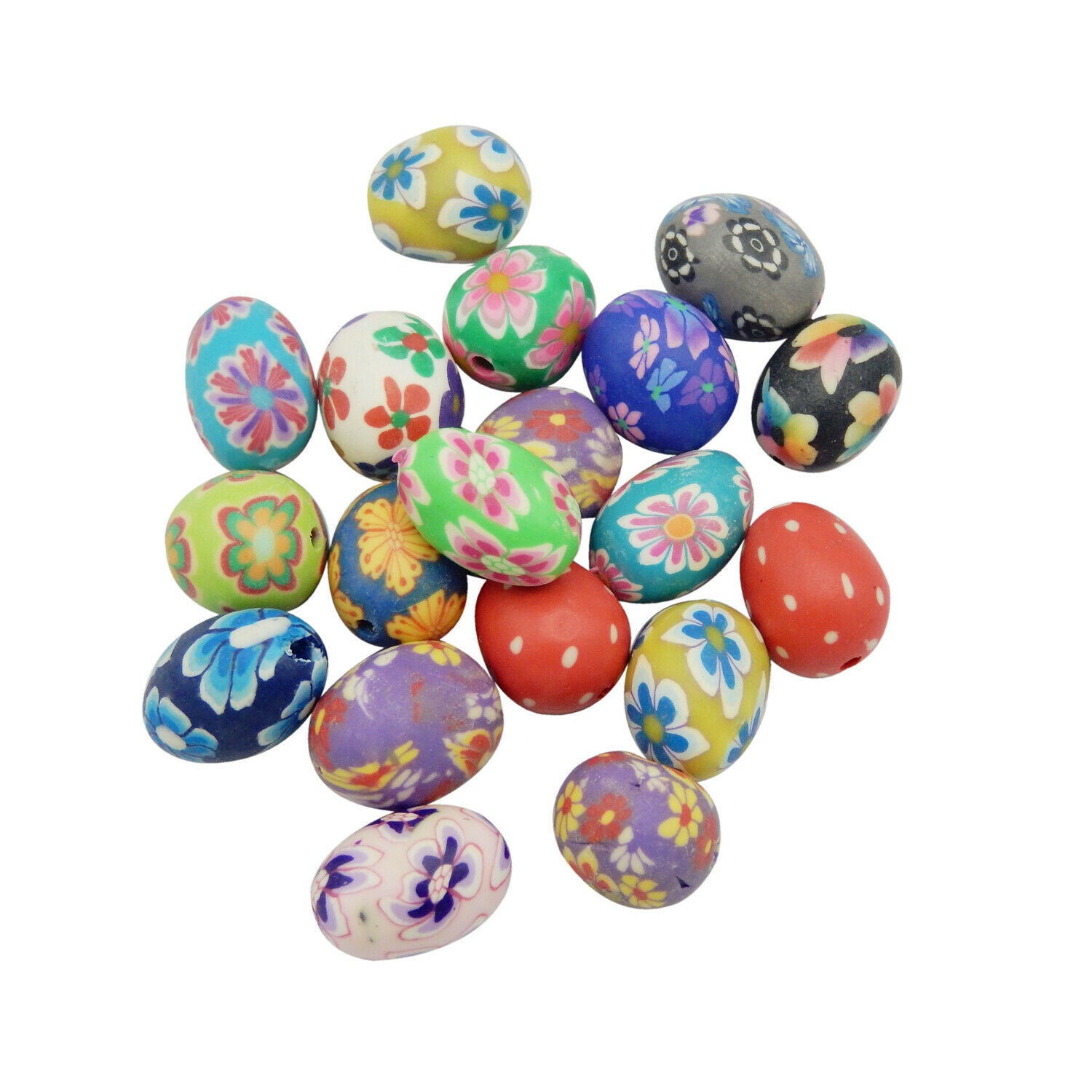 20pcs Assorted Polymer Clay Ovoid Spacer Bead Loose Bead Bracelet Making 15*10mm
