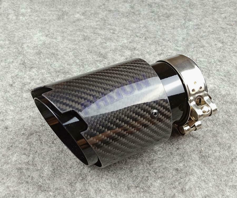 63mm INLET Car Exhaust Muffler Tail Pipe Carbon Fiber Stainless Steel Universal