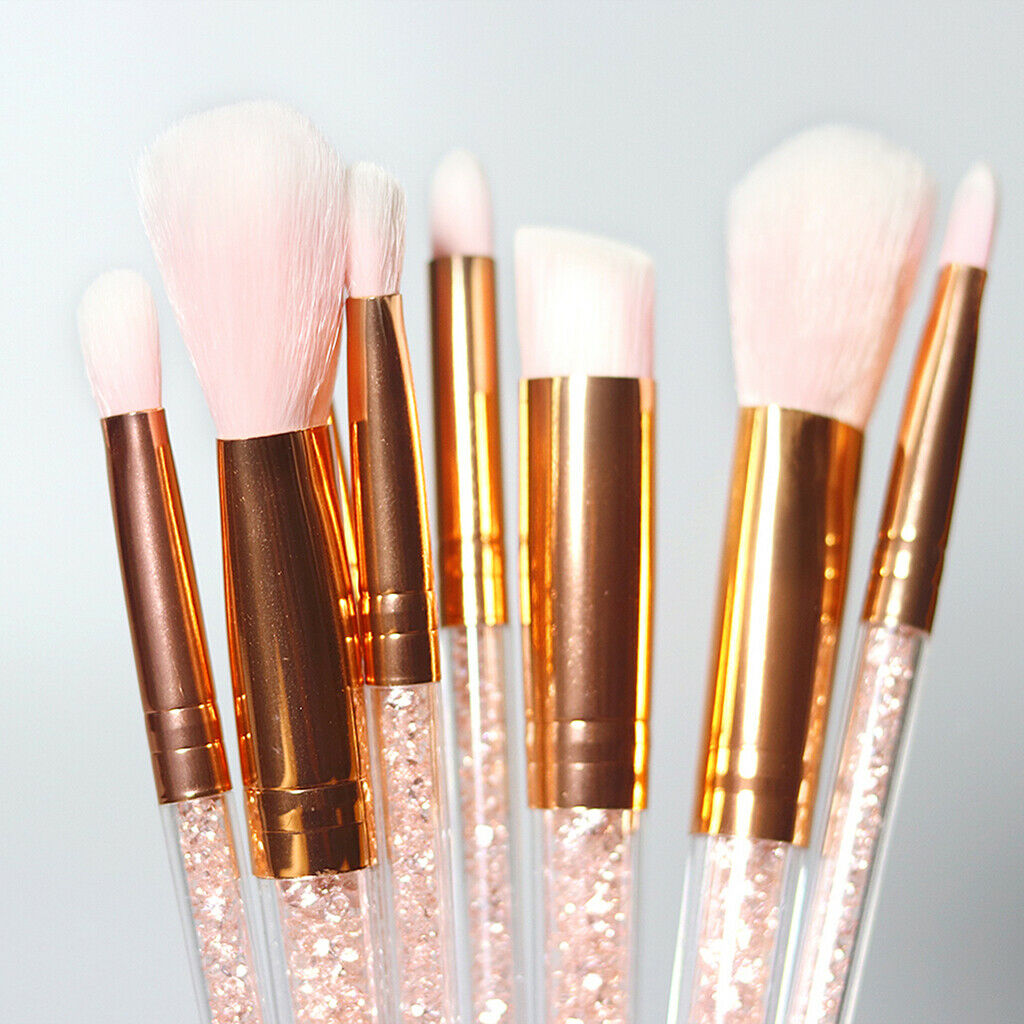 8 Piece Facial Cosmetics Eyeshadow Eyeliner Eyebrow Blush Makeup Brushes Set