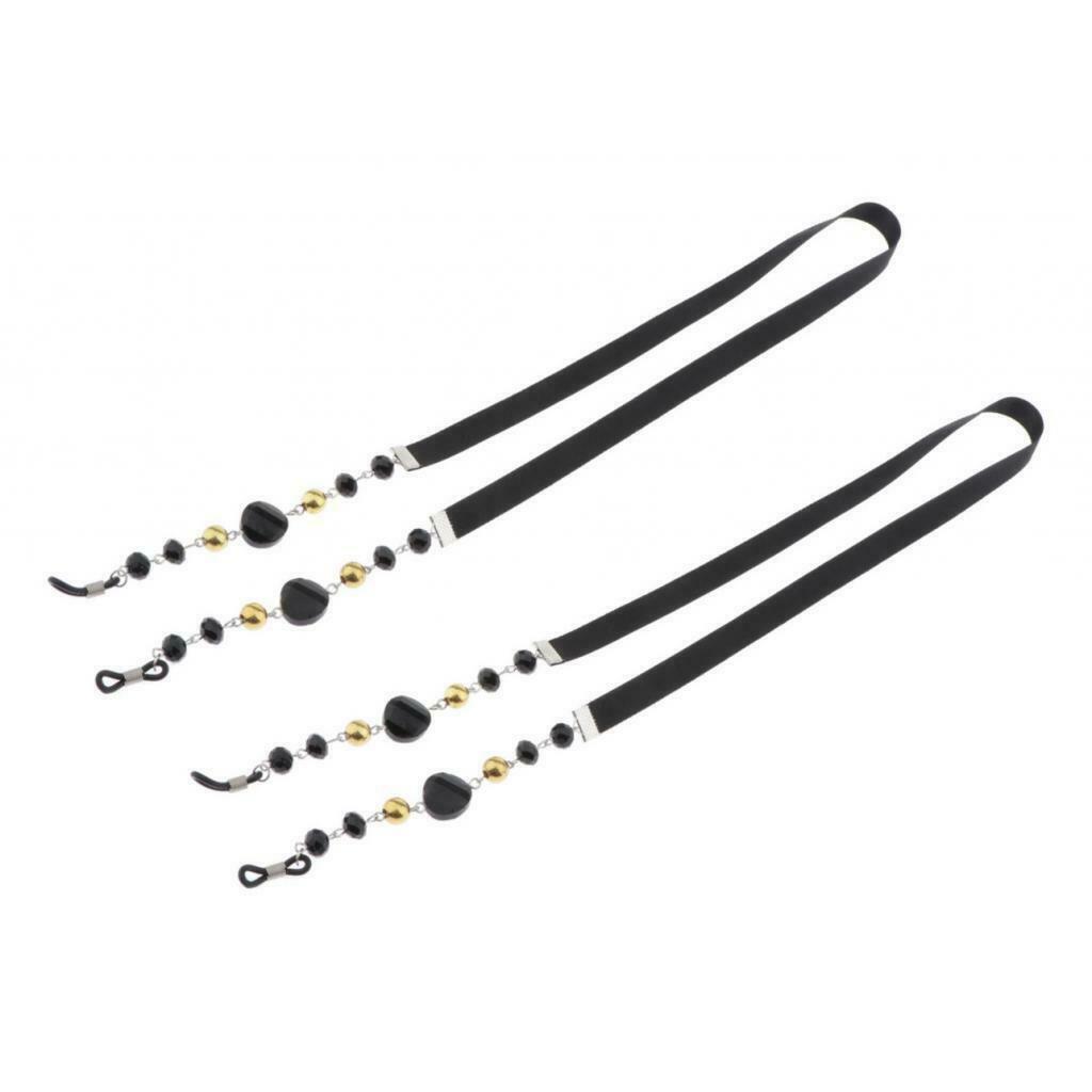2 Pieces Female Black Eyeglasses Chain Sunglasses Retainer Anti-slip 25''