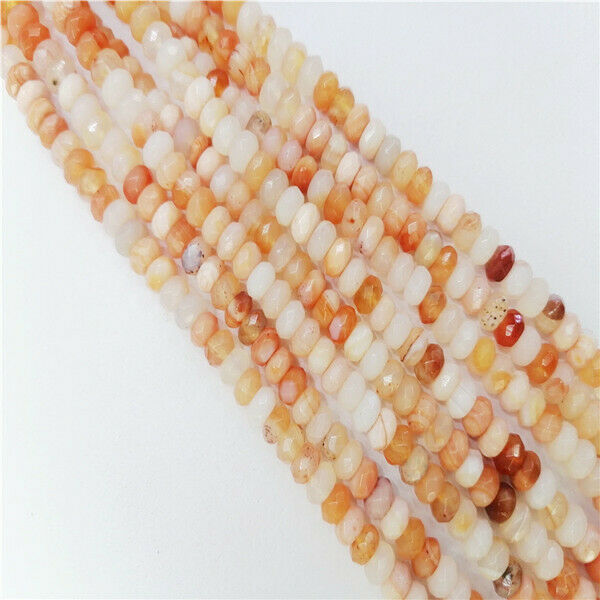 1 Strand 6x4mm Red&White Agate Faceted Rondelle Spacer Loose Beads 15.5" HH9293