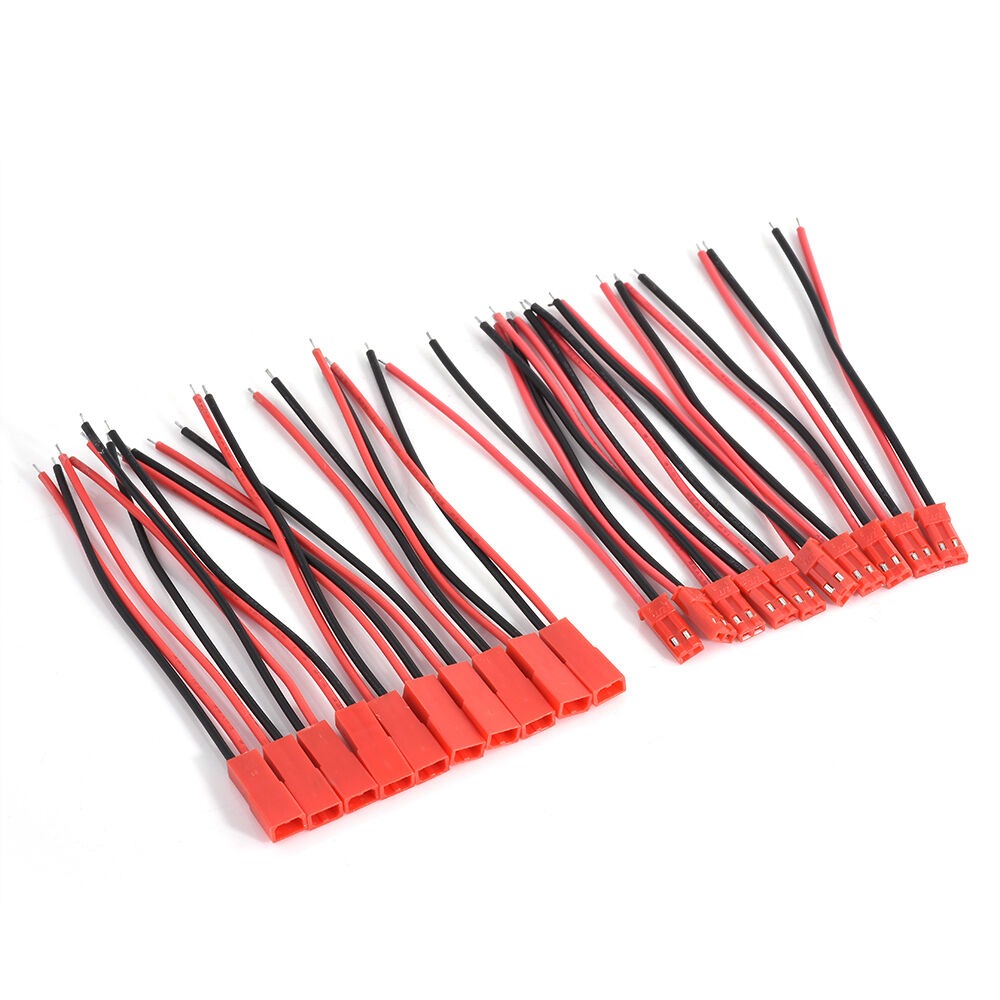 10 Pair Male+Female Red JST Connector Plug Cable Line for RC BEC Lipo Battery AU