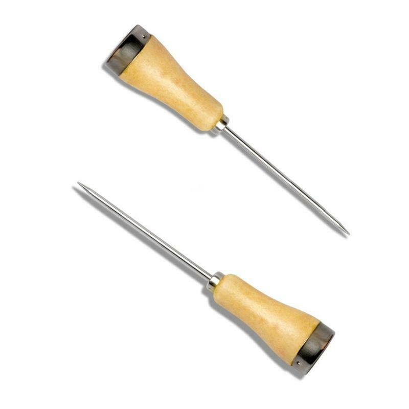 Single Fork Halberd Ice Breaker with Wooden Handle Metal Cover Stainless Steel