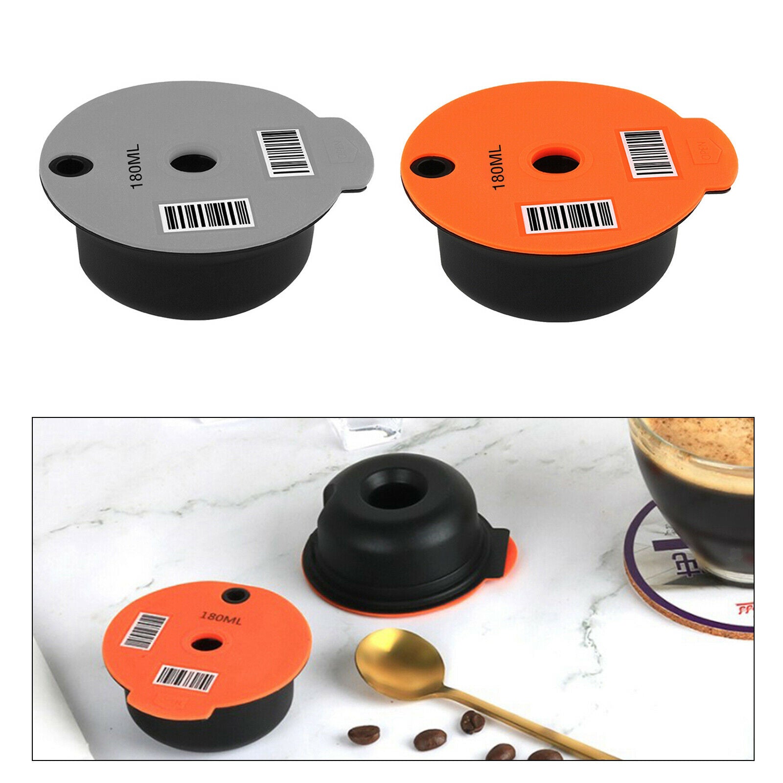 2pcs Reusable Coffee Capsule Pod Cups Slicone Lid Fits for Bosch  180ml