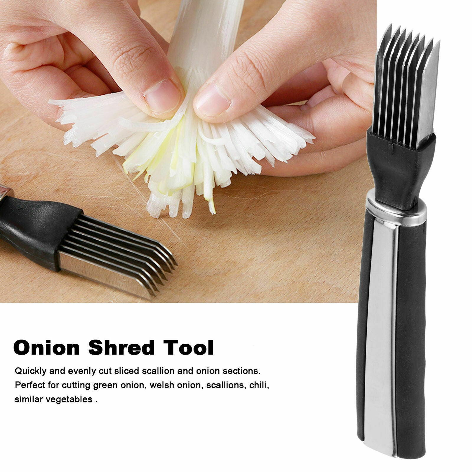 Stainless Steel Green Spring Onion Vegetable Shredder Slicer Cutter Easy Handle