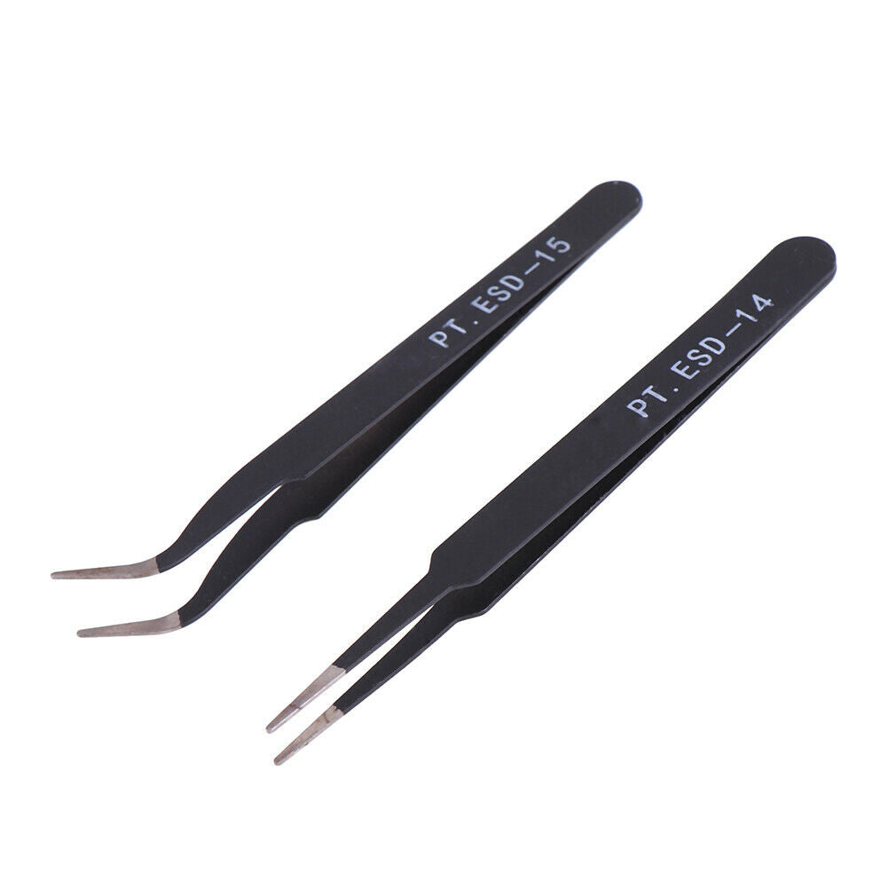 6Pcs Anti-static ESD Tweezers Repair Tool Precision Curved Straight Tweezer FG