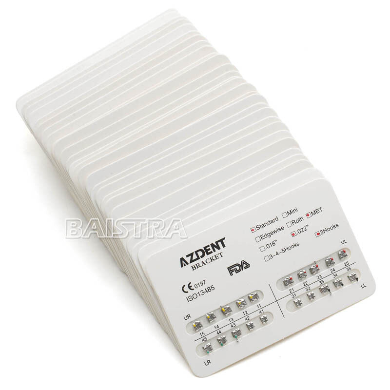 200X AZDENT Dental Orthodontic Metal Brackets Braces Standard MBT.022 Hooks 3