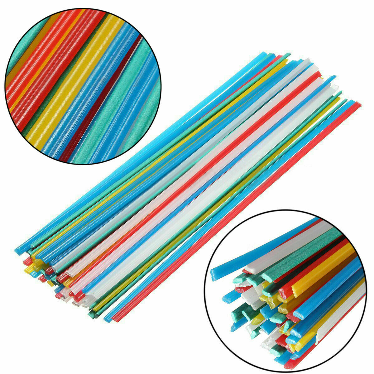 50x Blue/Yellow/White/Red & PVC Green Plastic Welding Rods Welder Sticks 5 Color