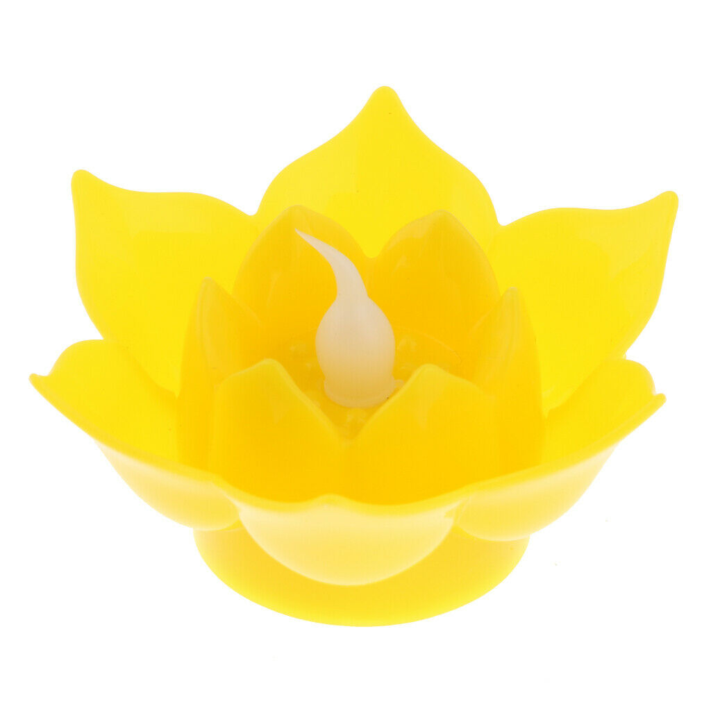 LED Lotus Lamp Floating Water Wishing Artificial Candle Lights Yellow