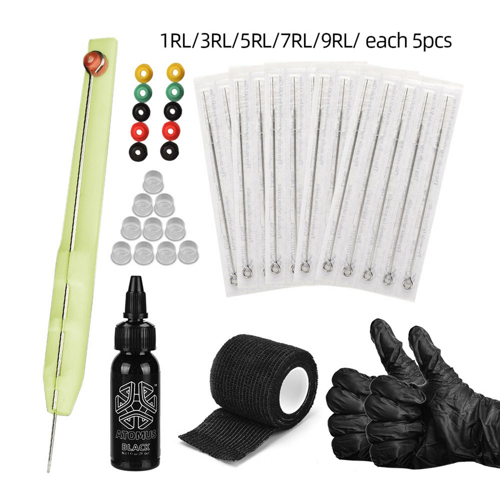 Clean Hand Poke Pen and Stick Tattoo Supplies Kit w/ 15Pcs Needles DIY