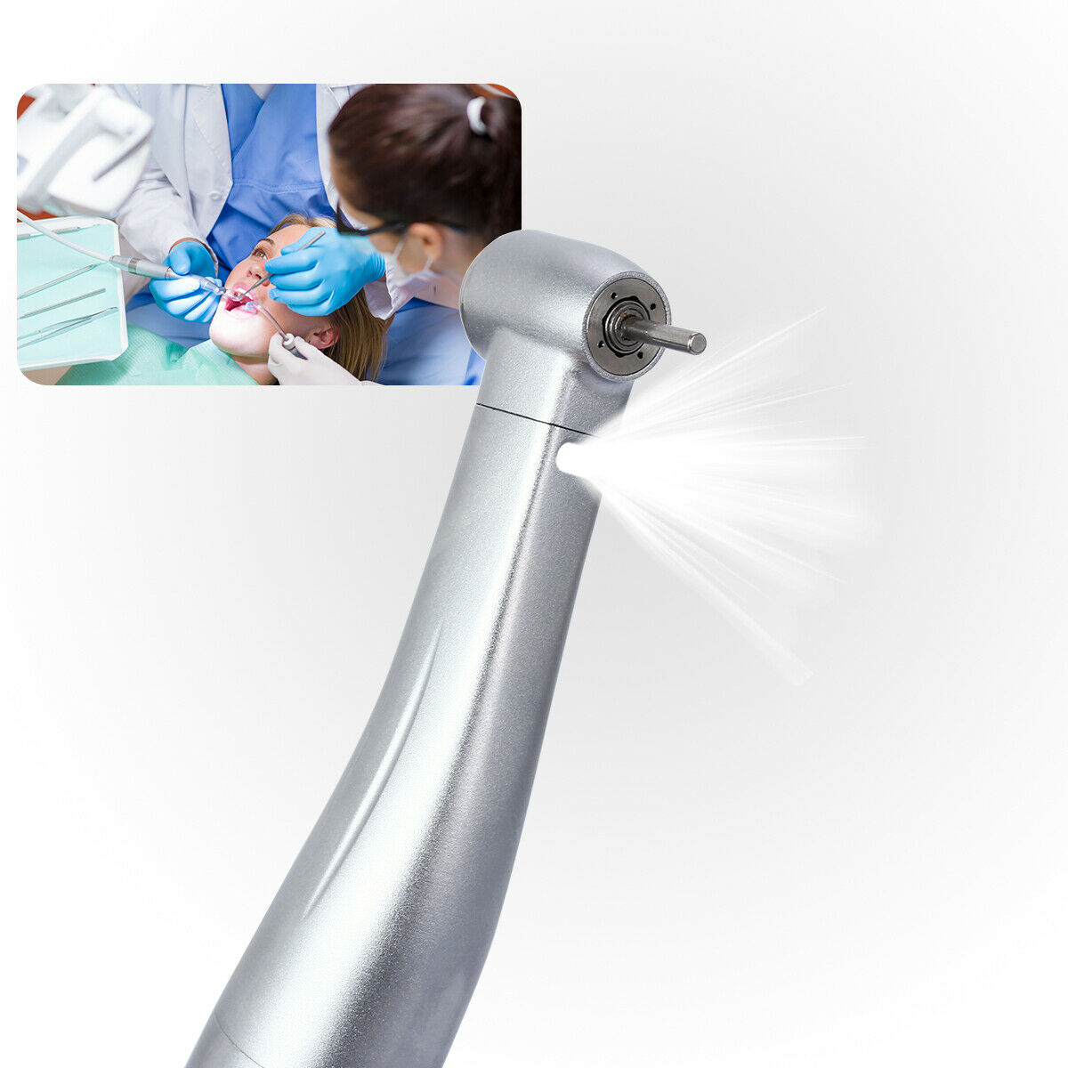 3X Dental 1:5 Increasing Fiber Optic LED Contra Angle Handpiece Push Button