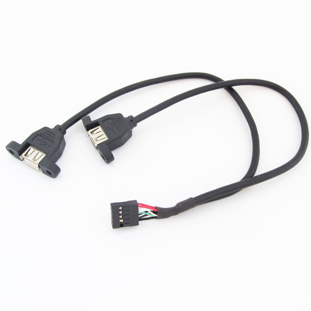 20pcs 0.5M 2 Port USB A Female to Internal 2x5 way  9 Pin Header Adapter Cable
