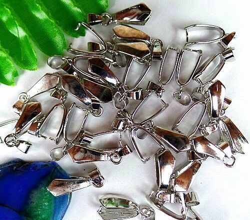 50Pcs Stainless Steel Jewelry Making Pendant Connector Clasp Pinch Bails HH018