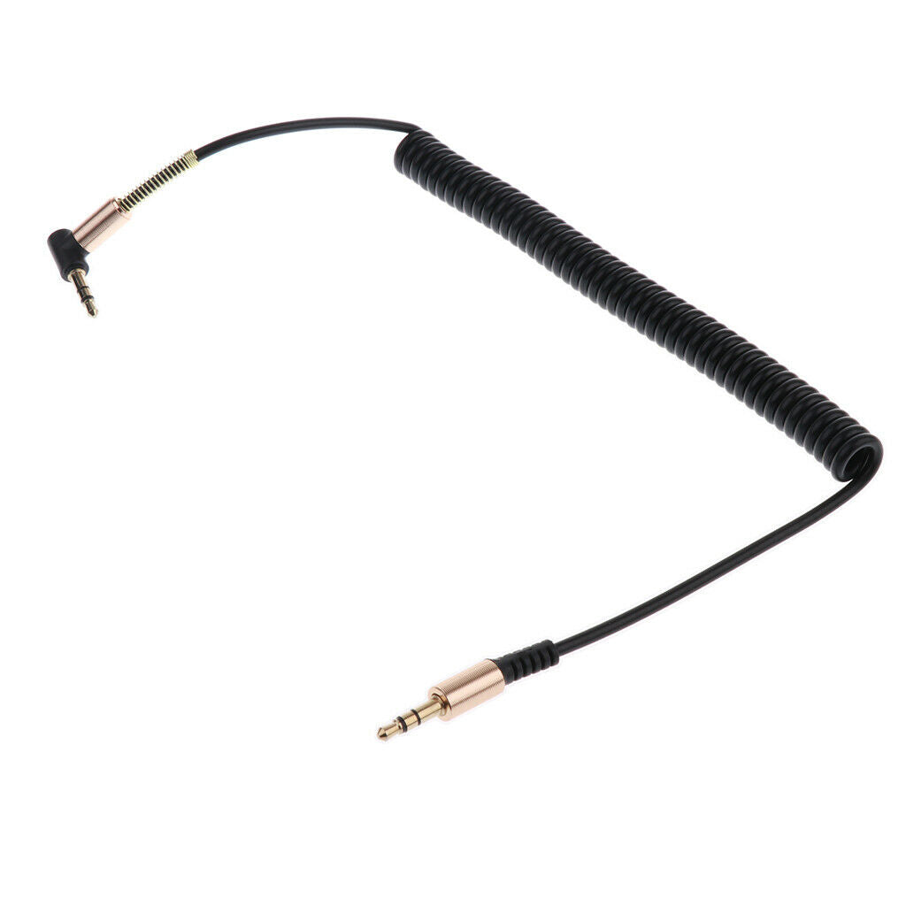 (1/8") Male-Male Coiled Audio Cable Wire For Headphone Audio Cable Black