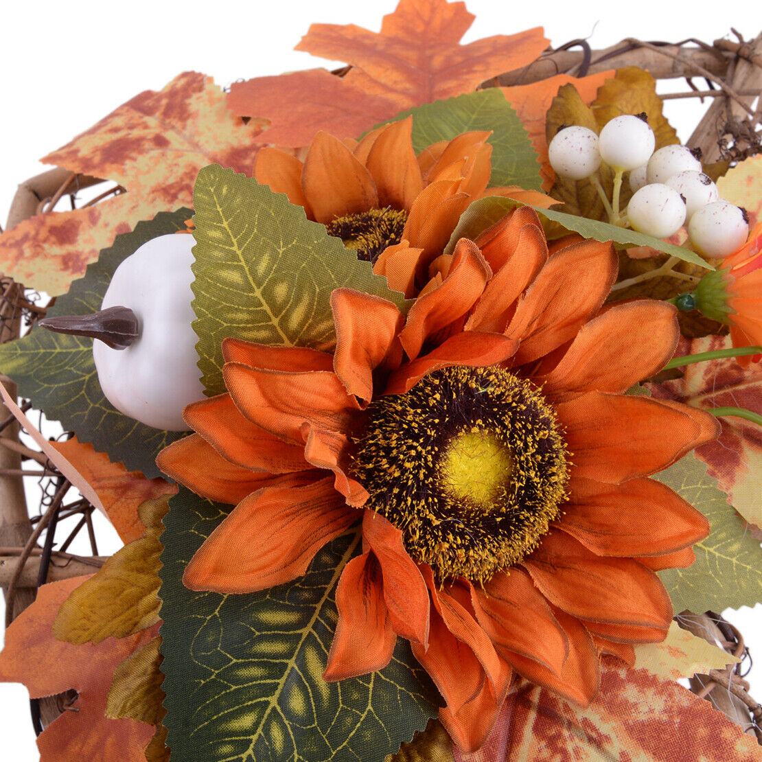 Halloween Fall Door Pumpkin Wreath Autumn Maple Leaf Garland Home Decor B5