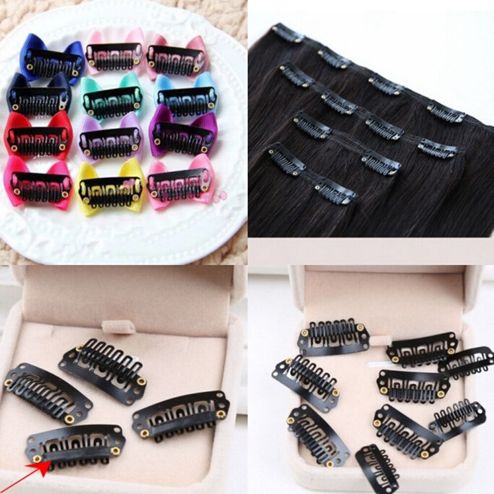 50X28mm Black U Shape Snap Metal Clips For Hair Extensions Weft Clip-on W.l8