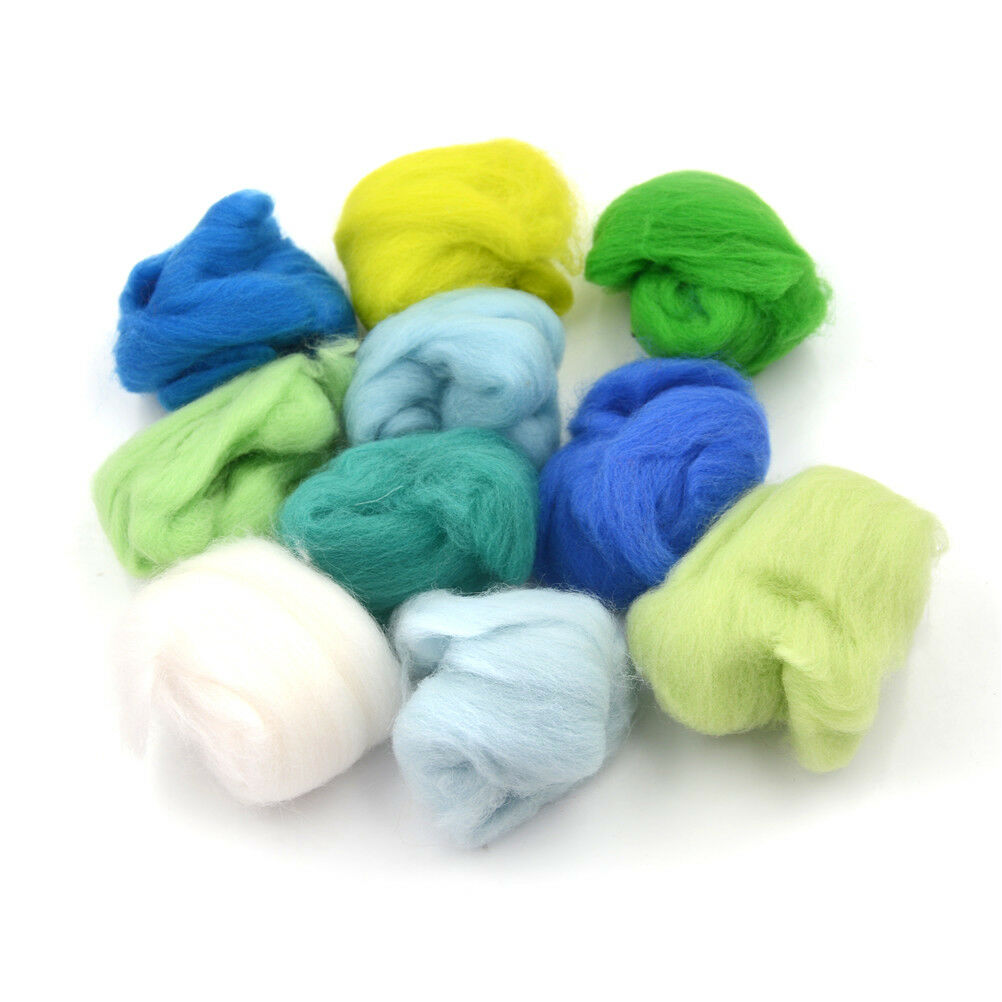 15 Color Super Soft Wool Fibre Roving Set For Needle Felting Hand Spinning DY1