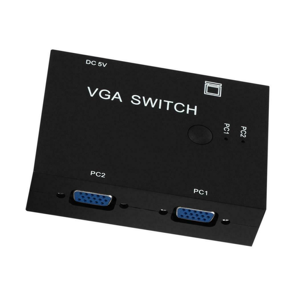 1 Monitor to 2 PC 2-port SVGA VGA Manual Sharing Switch Switcher Box Selector