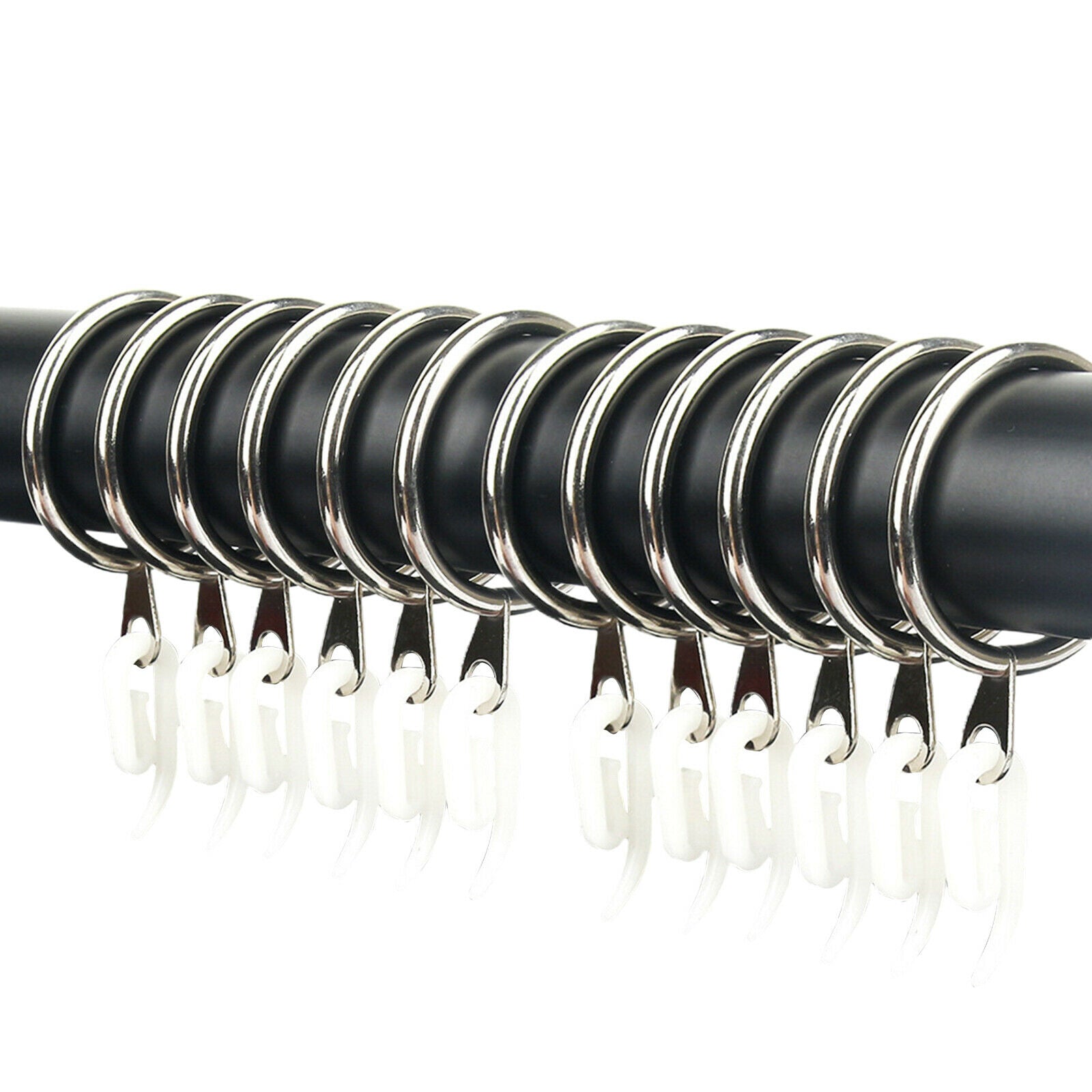 50PCS-Curtain Shower Curtain Hooks Glide Rings Stainless Steel Set