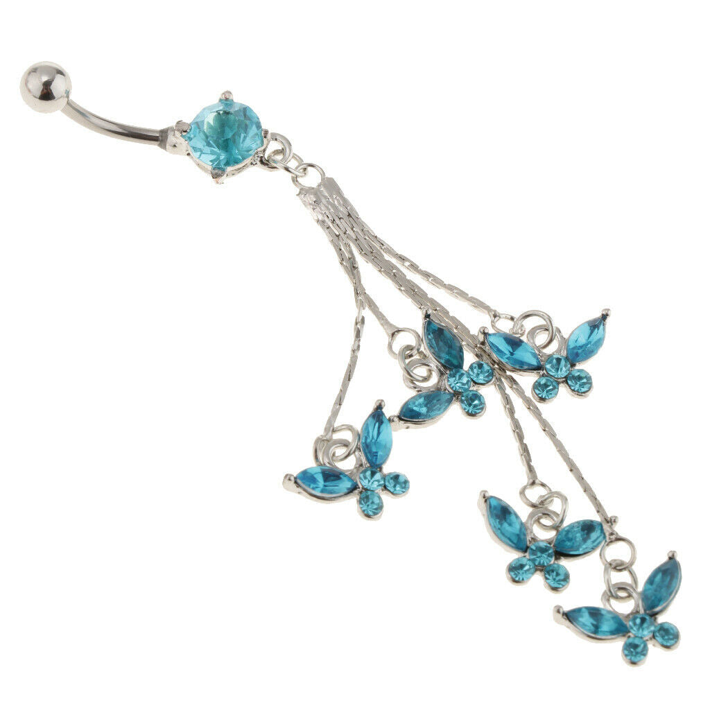 Crystal Tassels Butterflies Navel Rings  Jewelry Navel