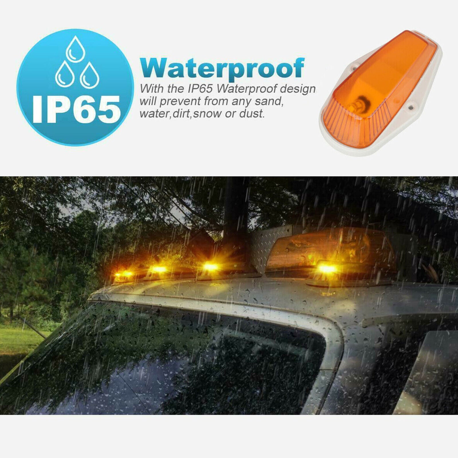5Pcs For Ford F150 F250 F350 Running Roof Top Cab Clearance Led Lights Amber