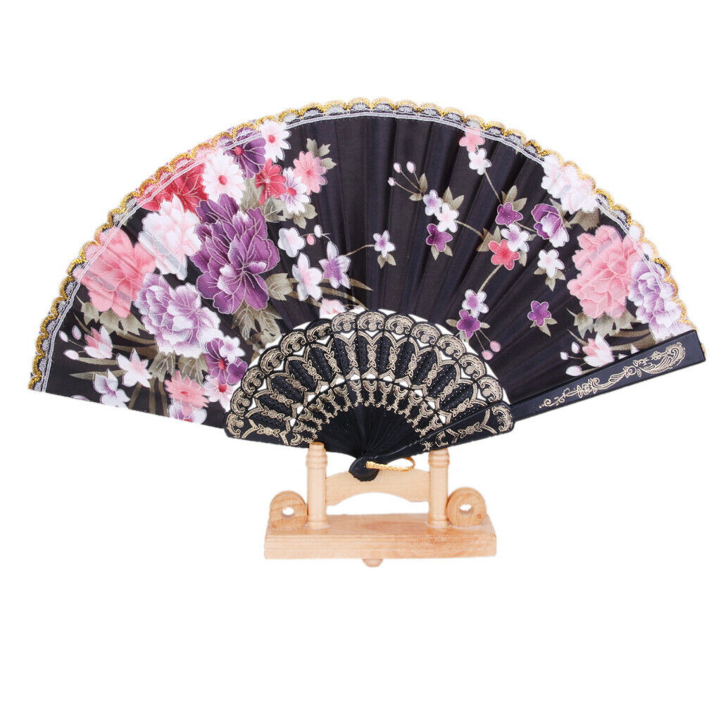 Party Handmade Dancing Fans with White Spanish Flowers And
