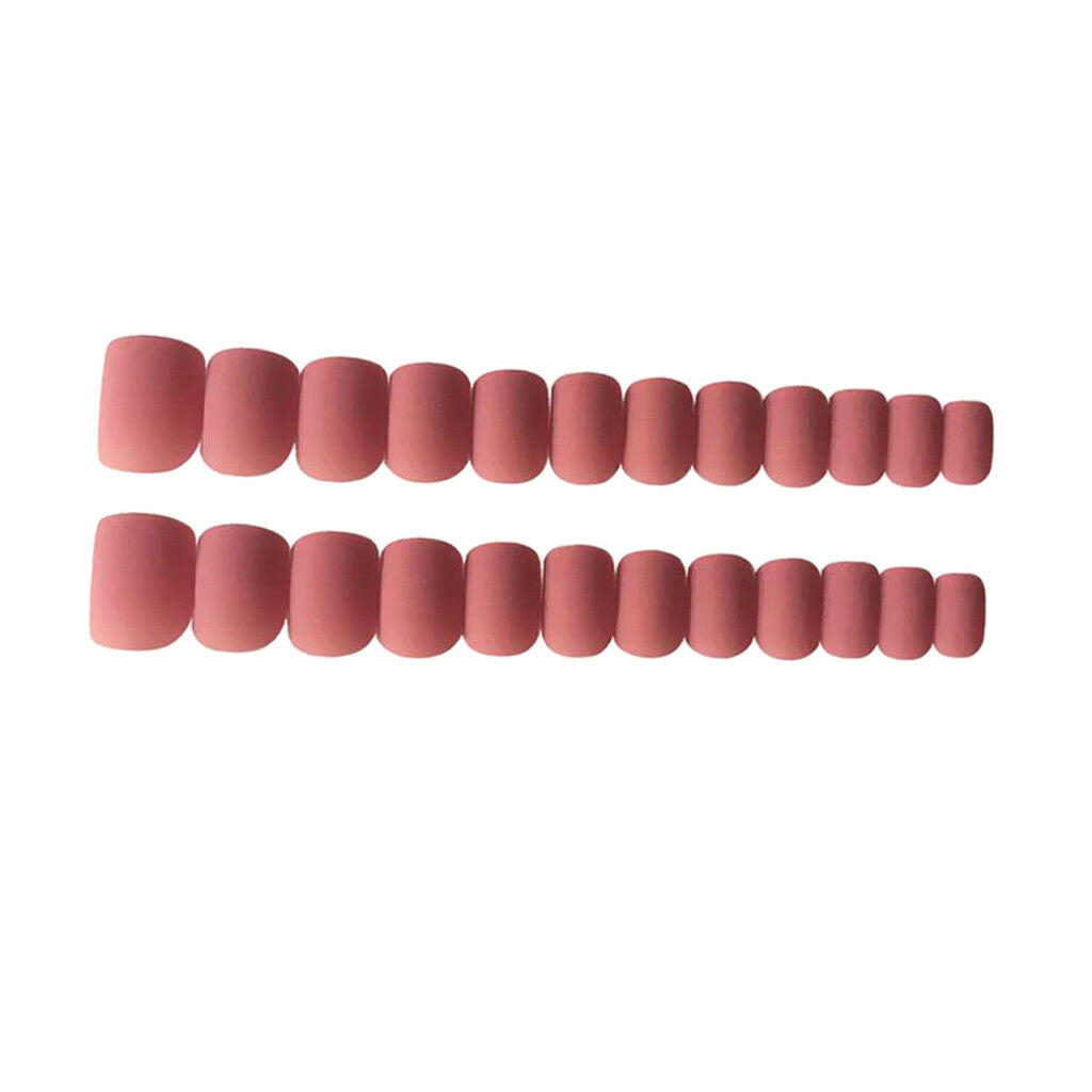 48Pcs Plastic Acrylic Nails DIY Press-On Tips for Summer Party Pink+Coffee