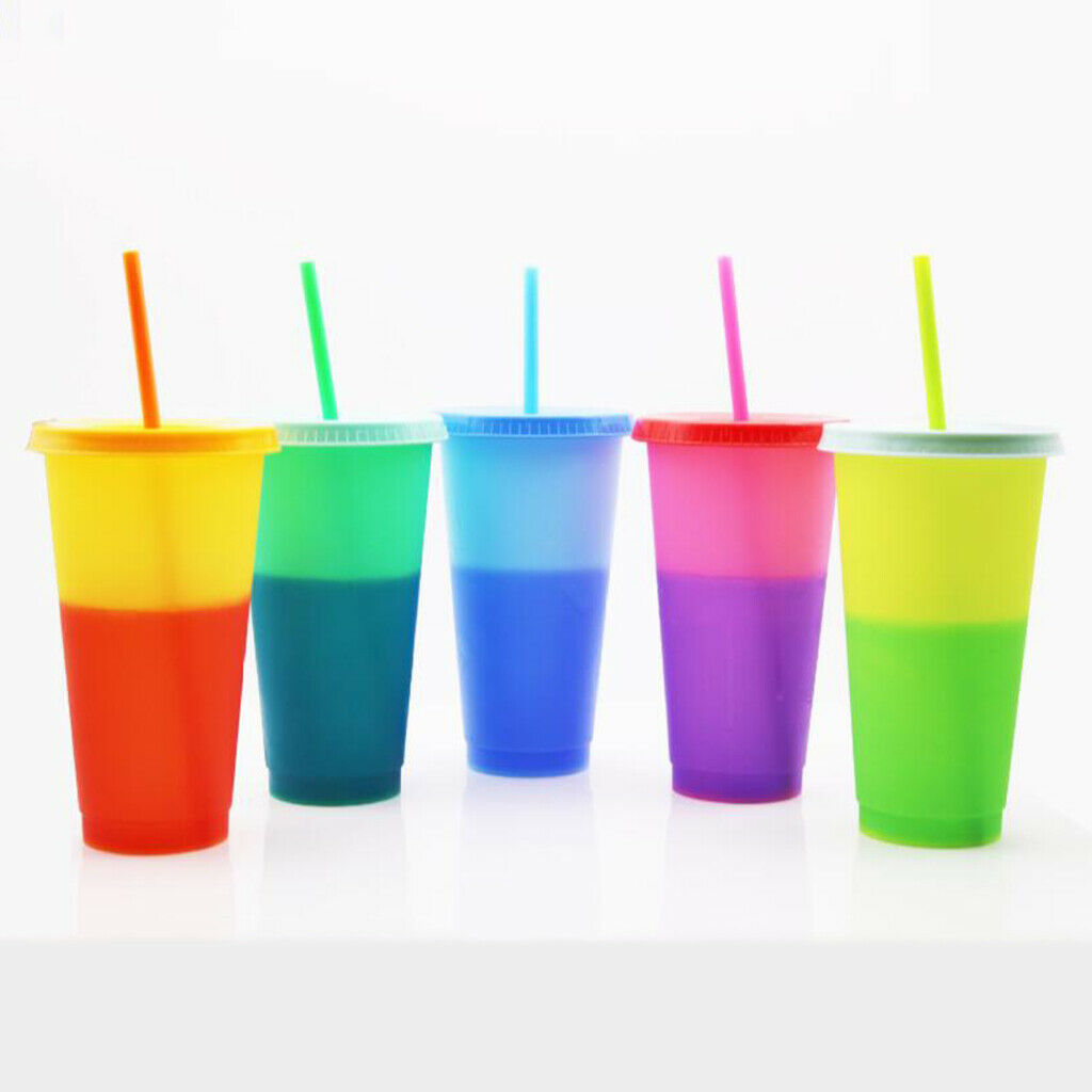 Color Changing Cups Plastic Cold Beverage Cups Mugs Summer Coffee Tumblers