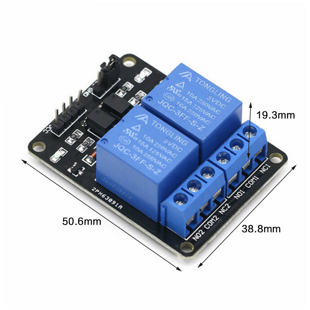 2Way Relay Module 5V with Optocoupler Protection Relay Expansion Board