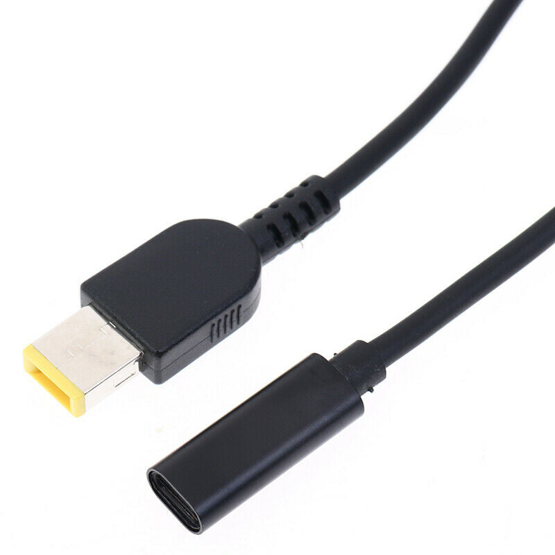 Black Power Adapter Cable USB Type-C Female To Square Plug Charger For Lenov SJ