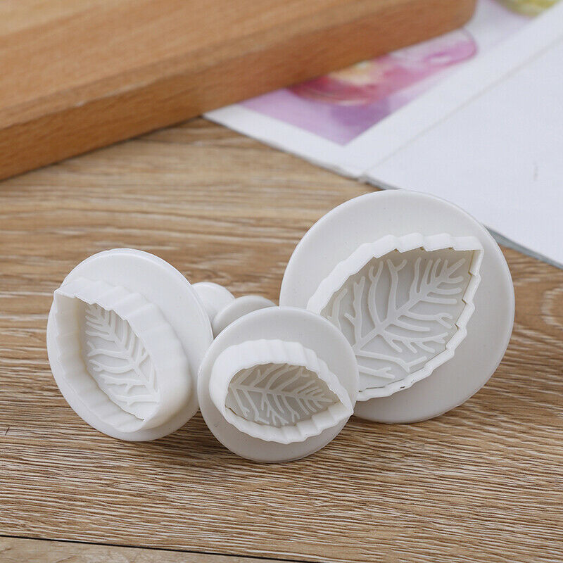 3pcs Cake Rose Leaf shaped mold Plunger Fondant Decorating Cake Cutter To.l8