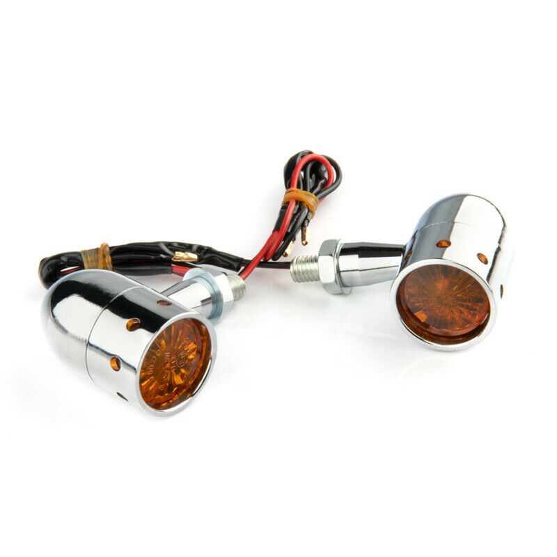 2Pcs Retro Motorcycle Waterproof Corner Lamp Indicator Turn Signal Amber Light