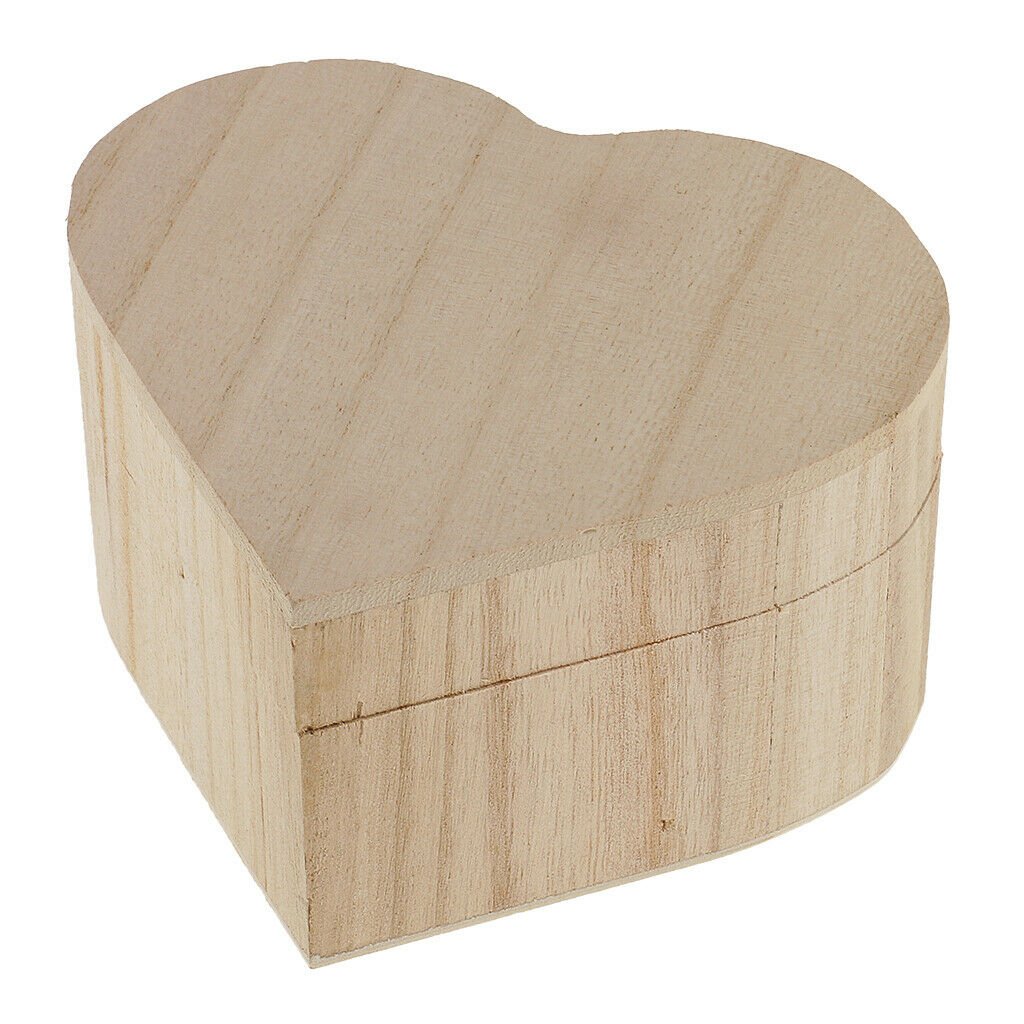 Heart Shape Unfinished Wooden Jewelry Gift Box for Kids - DIY Craft Toys