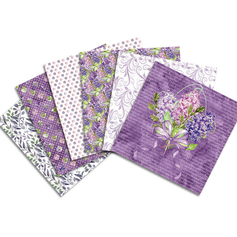 12X 12" Paper Pad Purple Flower Scrapbooking Junk Journal Album Card Making DIY