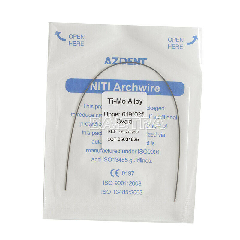 50X AZDENT Dental Orthodontic Beta TMA Molybdenum Alloy Arch Wire 19X25 Upper