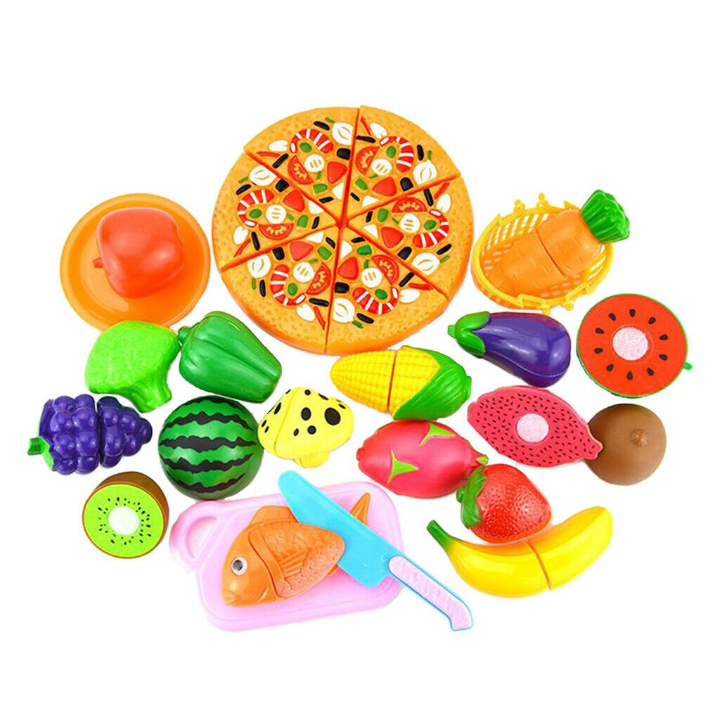 Kitchen Pretend Role Play Cutting Food Toys Set Vegetable Grape Watermelon