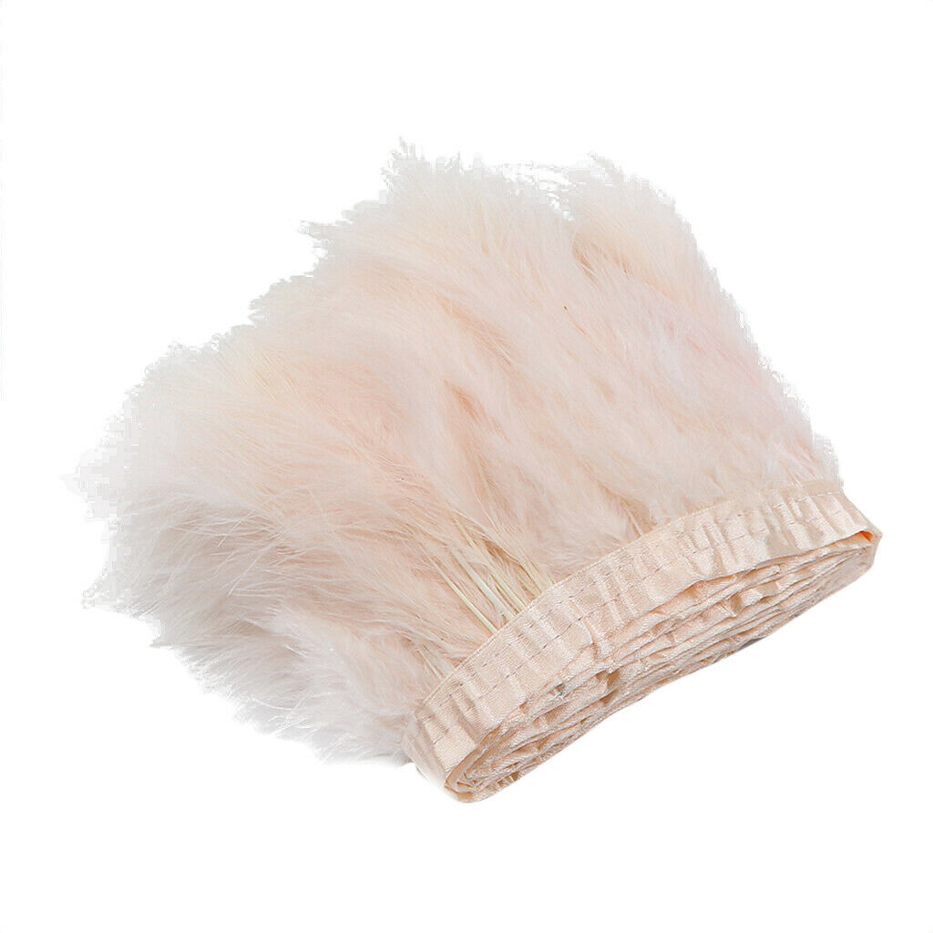 2 Meter Turkey Feather Fringe Trims Lace Ribbon Sewing Decoration Dusty Pink