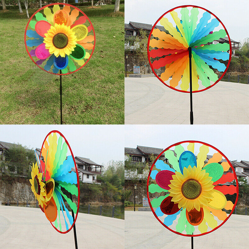 Sunflower Rainbow Windmill Windsocks Whirligig Wheel Home Yard Decoration