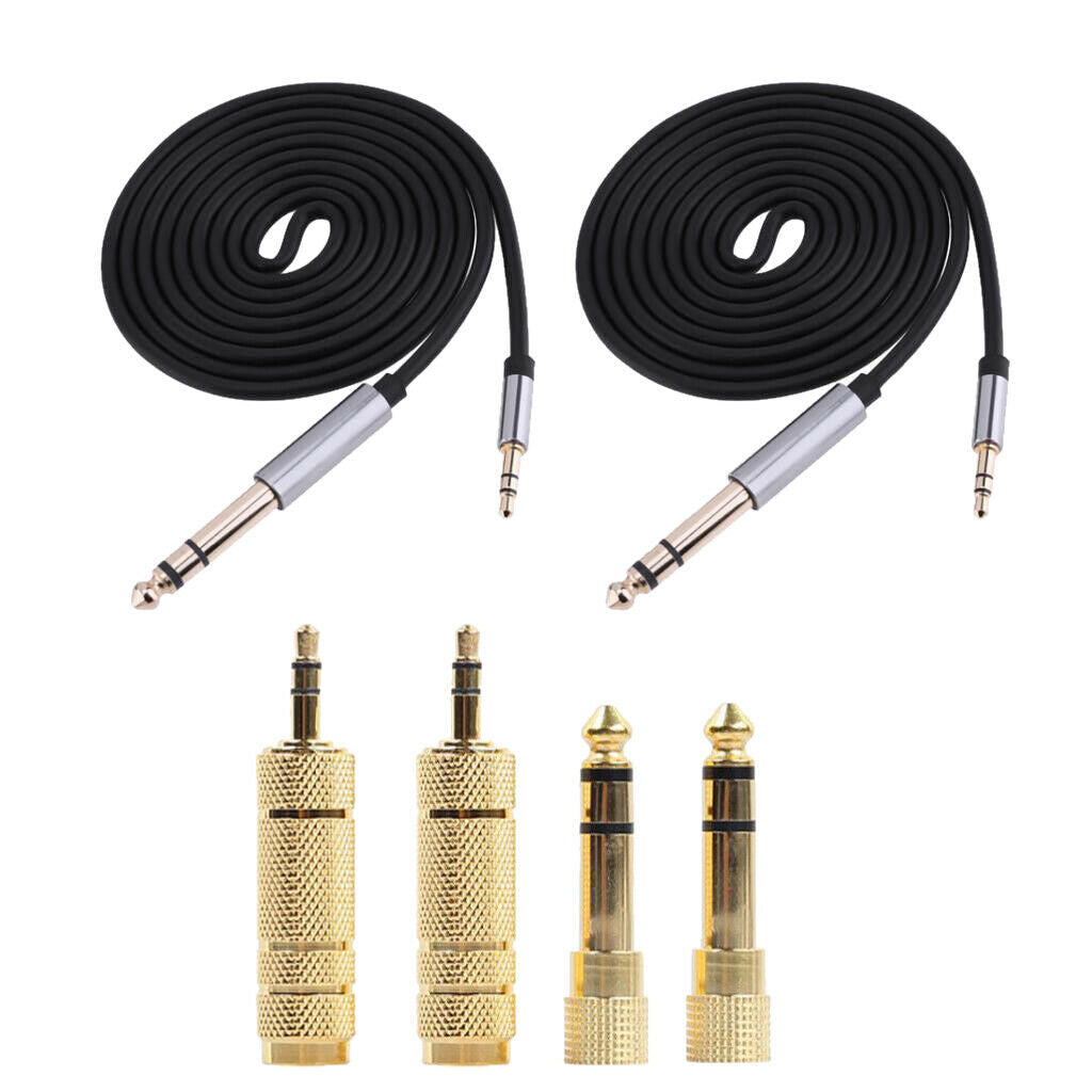 2 pieces 6.35 mm, 1/4 inch, plug to 3.5 mm, 1/8 inch, jack plug, stereo