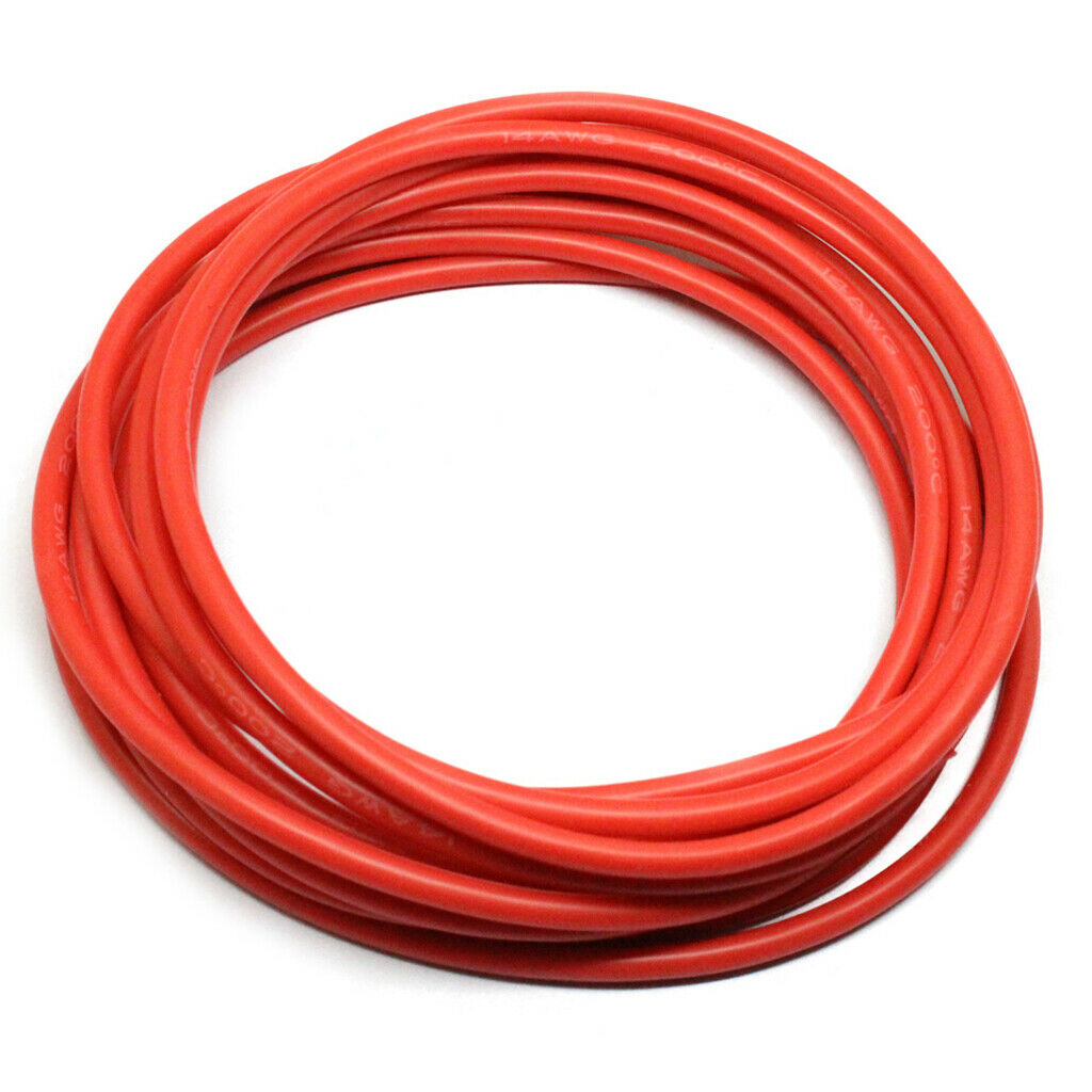 2 Rolls of 14AWG Flexible Silicone Wire High Temperature Resistant Red+Black